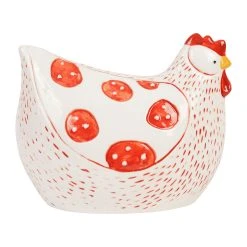 Comptoir De Famille Déco Poule Margotte Rouge En Porcelaine