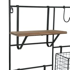 Comptoir De Famille Etagere Murale Avec 2 Panier Reserve 51x80x11cm En Fer Noir Et Sapin -SEMA design Boutique 201284 DET02 WEB