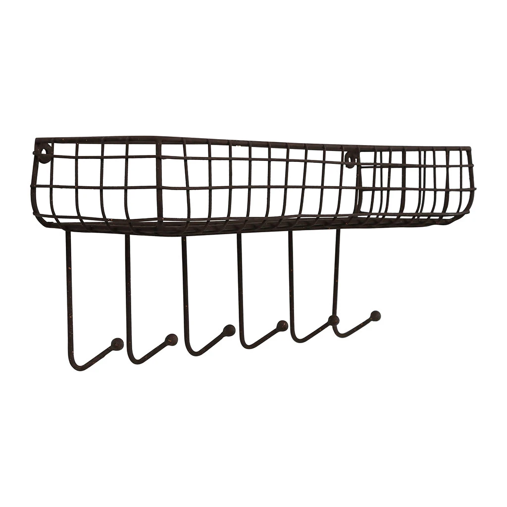 Comptoir De Famille Etagere Murale Avec 6 Crochets Cuisine Tradition Brun En Fer 4 Comptoir De Famille Etagere Murale Avec 6 Crochets Cuisine Tradition Brun En Fer – Image 2