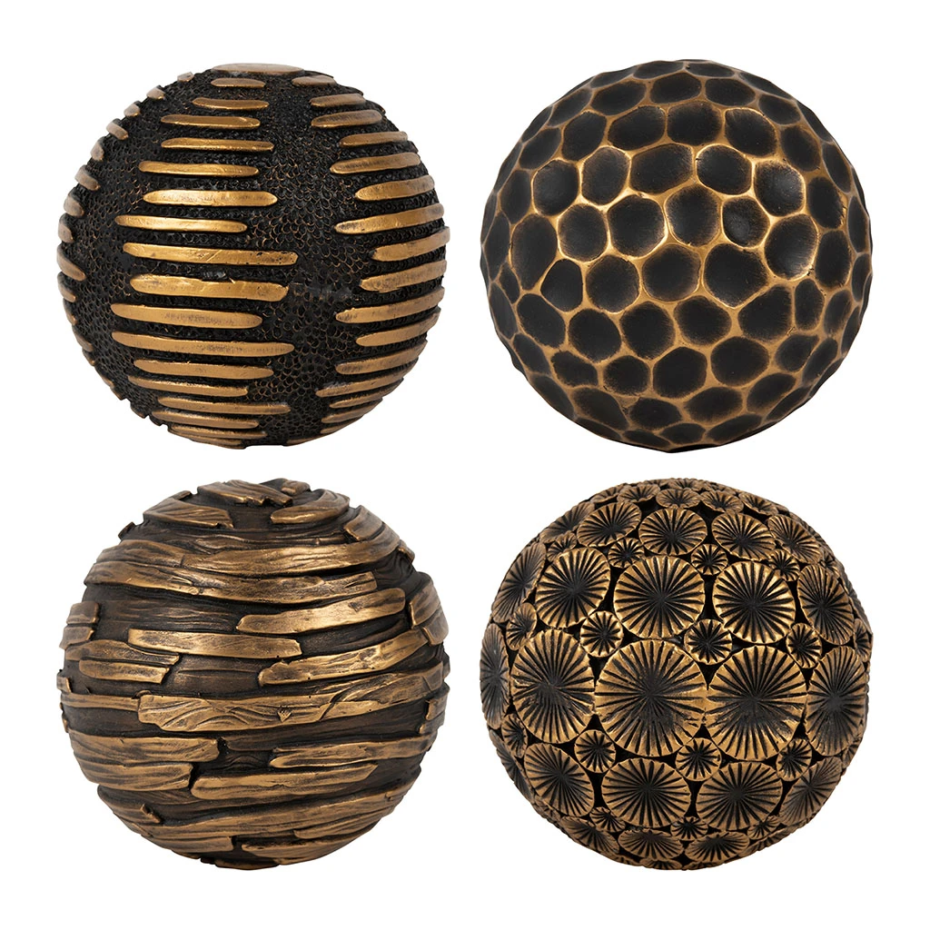 Côté Table Boules Décorative X4 Wouri Doré Et Noir 3 Côté Table Boules Décorative X4 Wouri Doré Et Noir