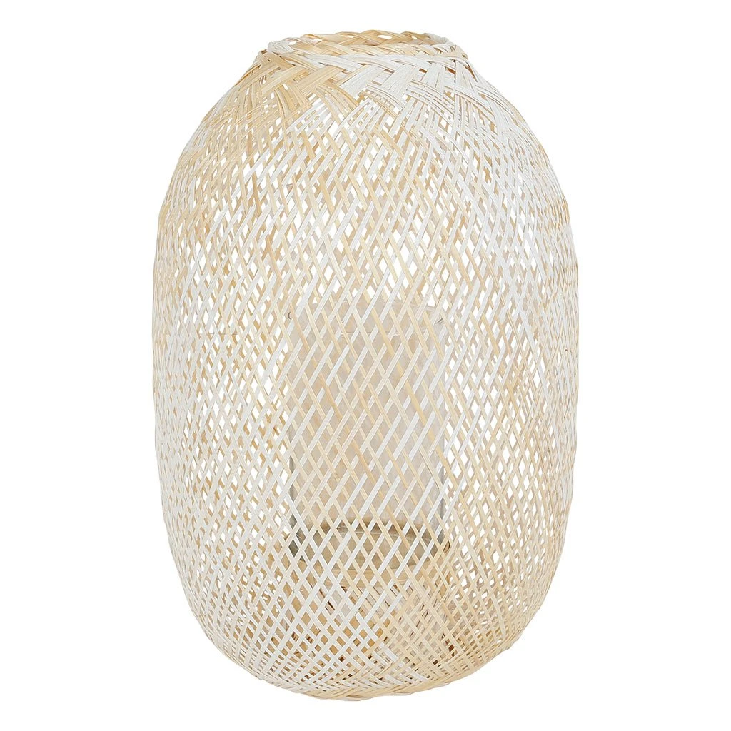 Côté Table Photophore Aritz Naturel Et Blanc D30xh50cm En Bambou 3 Côté Table Photophore Aritz Naturel Et Blanc D30xh50cm En Bambou