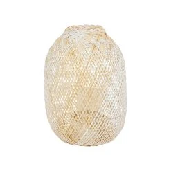 Côté Table Photophore Aritz Naturel Et Blanc D27xh40cm En Bambou