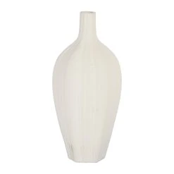 Côté Table Vase Bouteille Blanc Cassé En Faience - Plisse