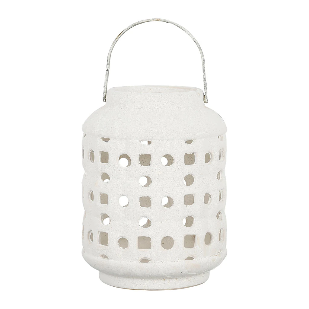Côté Table Lanterne Ajourée Blanche En Faience - Ostuni 3 Côté Table Lanterne Ajourée Blanche En Faience - Ostuni