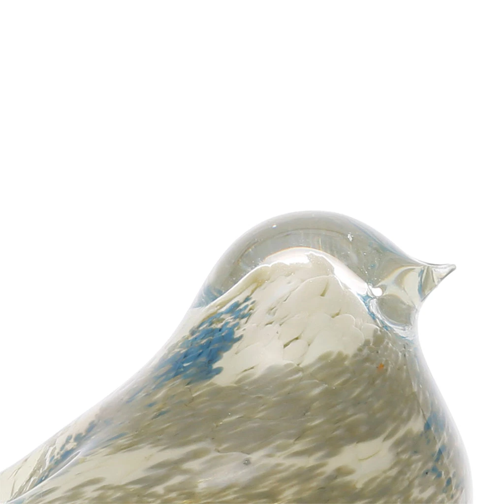 Côté Table Presse-papier Moineau Serin Ivoire Et Bleu En Verre 4 Côté Table Presse-papier Moineau Serin Ivoire Et Bleu En Verre – Image 2