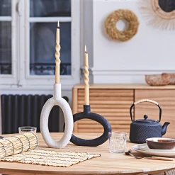 Pt' Vase Anneau Ovale En Polyresine Noir 25x6xh20.5cm -SEMA design Boutique 501ca vase anneau ovale noire