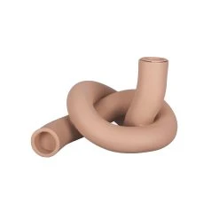 Pt' Bougeoir Noeud Céramique Marron 13.3x18xh10cm