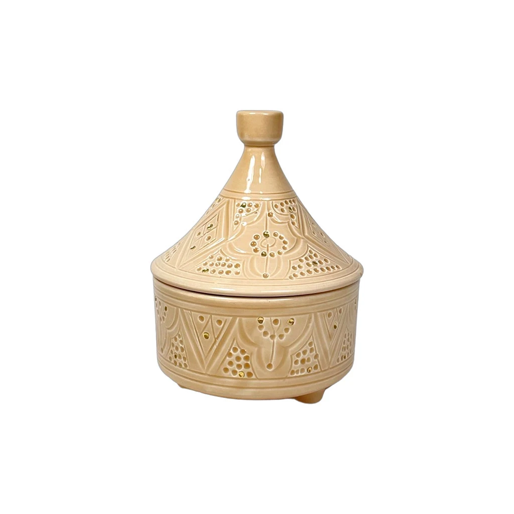 Chabi Chic Boite à Tajine Sable Or D14xh17cm - Empreinte 3 Chabi Chic Boite à Tajine Sable Or D14xh17cm - Empreinte