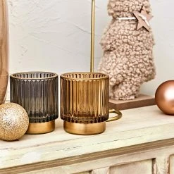 Côté Table Photophore (lot D 2) En Verre Fumé Et Ambre - Aylo -SEMA design Boutique 6d828 amb pao noel fds 25516