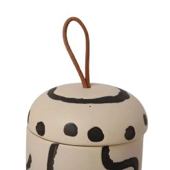 SEMA DESIGN Pot Avec Couvercle Visage Arty Ivoire Et Noir D8Xh9Cm En Gres -SEMA design Boutique 75324 DET02 WEB