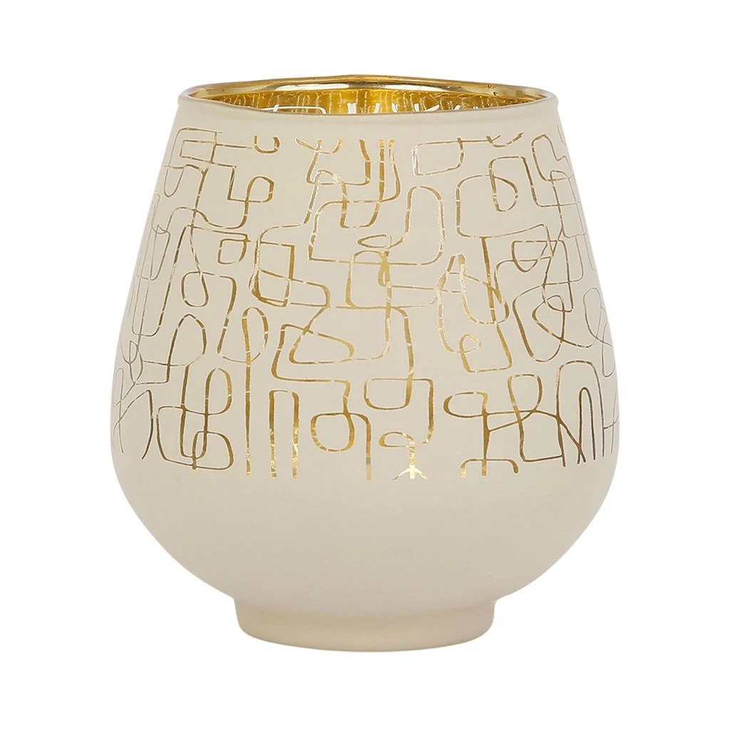 SEMA DESIGN Photophore Ligne Creme+dore D9xh9.5cm Verre 3 SEMA DESIGN Photophore Ligne Creme+dore D9xh9.5cm Verre