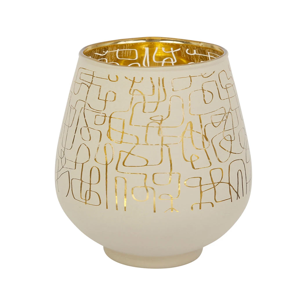 SEMA DESIGN Photophore Ligne Creme+dore D9xh9.5cm Verre 4 SEMA DESIGN Photophore Ligne Creme+dore D9xh9.5cm Verre – Image 2