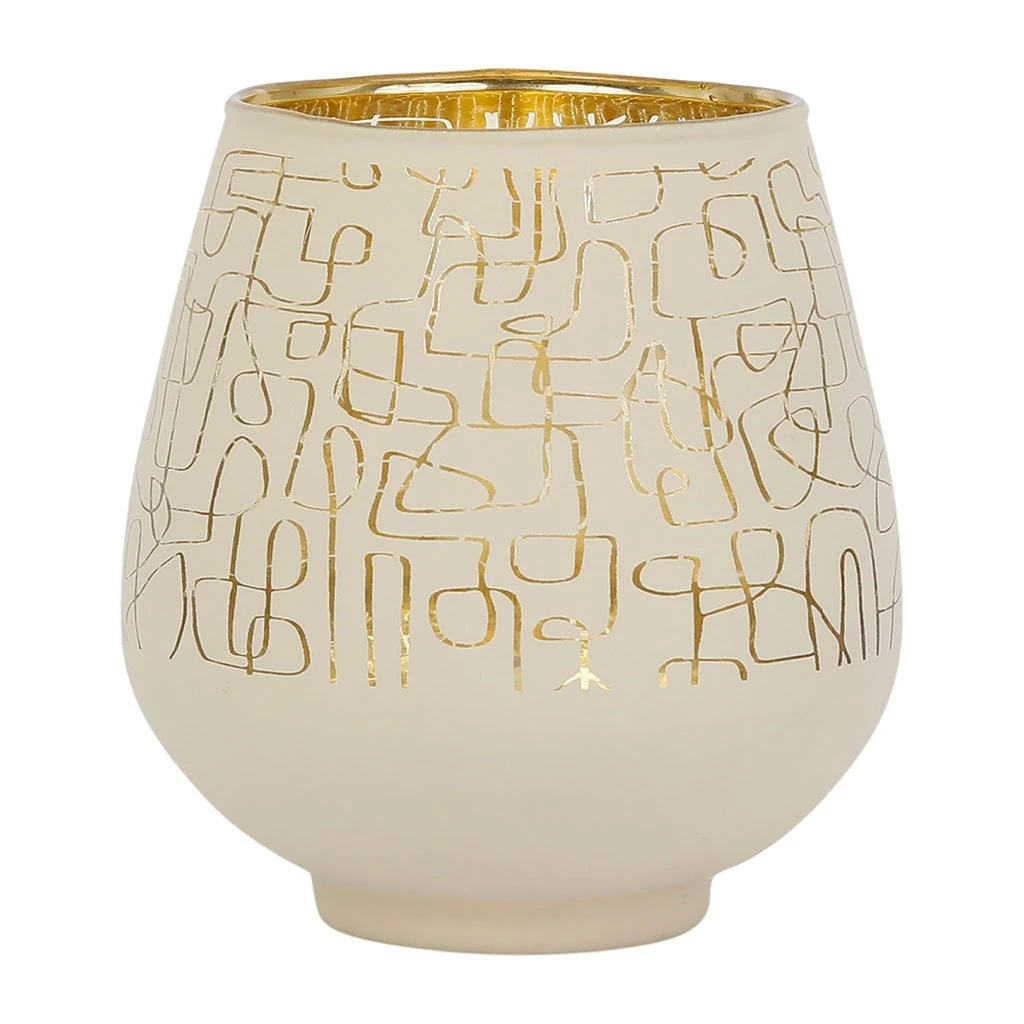 SEMA DESIGN Photophore Ligne Creme+dore D12xh12cm Verre 3 SEMA DESIGN Photophore Ligne Creme+dore D12xh12cm Verre