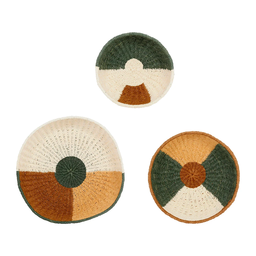 SEMA DESIGN Deco Murale Ronde Panier X3 Vert, Brun Et Corail En Corde - Sweet Leaves 3 SEMA DESIGN Deco Murale Ronde Panier X3 Vert, Brun Et Corail En Corde - Sweet Leaves