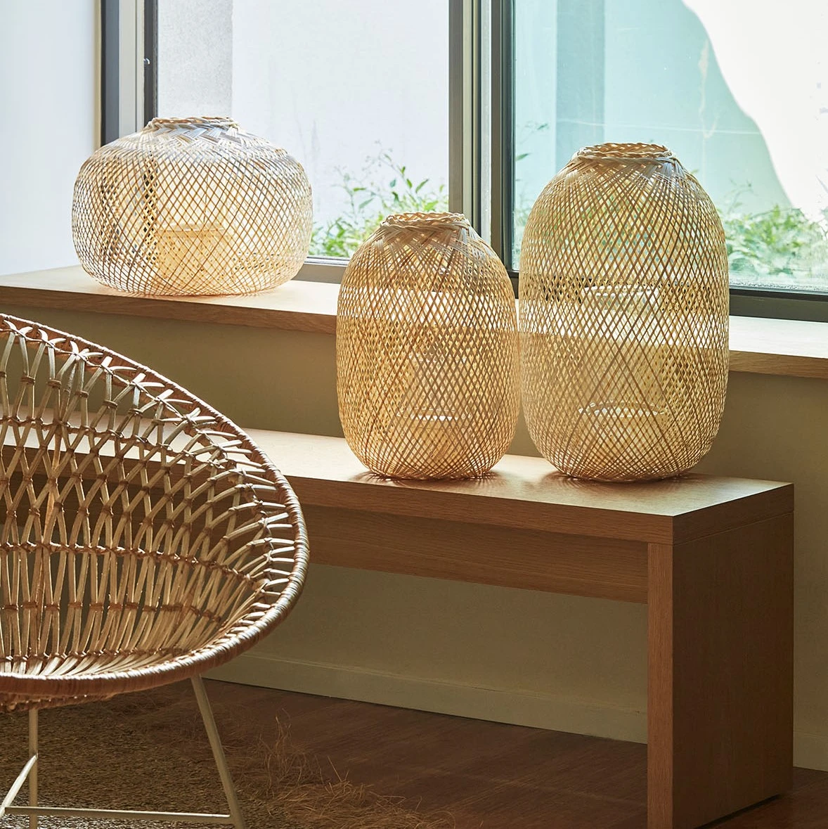 Côté Table Photophore Aritz Naturel Et Blanc D27xh40cm En Bambou 6 Côté Table Photophore Aritz Naturel Et Blanc D27xh40cm En Bambou – Image 4