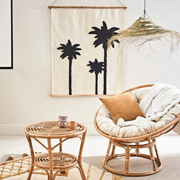 SEMA DESIGN Toile Tuftée Palmea Ecru Et Noir 100x120 5 SEMA DESIGN Toile Tuftée Palmea Ecru Et Noir 100x120 – Image 3